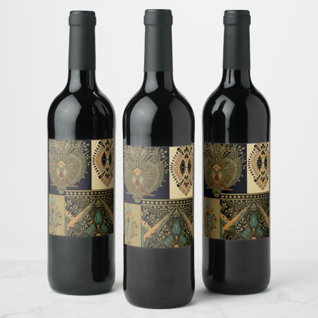 Art nouveau textile pattern Christopher dresser Wine Label (Bottles)
