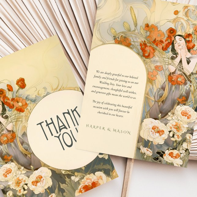 Art Nouveau Thank You Card Poppy Red (Creator Uploaded)