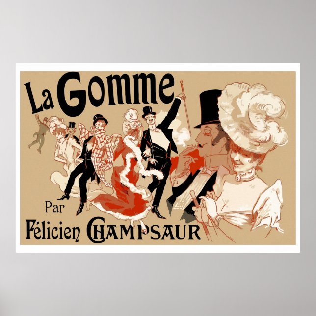 Art Nouveau Theatre play ad  La Gomme Poster (Front)
