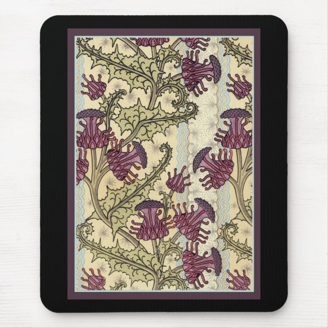Art Nouveau Thistle flower Mouse Pad (Front)