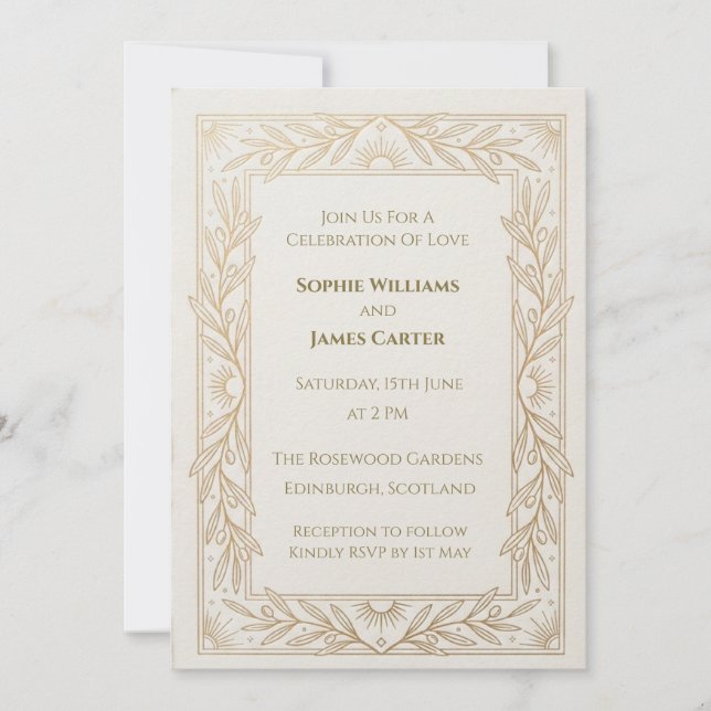 Art Nouveau Thistle Scottish Wedding Invitation (Front)