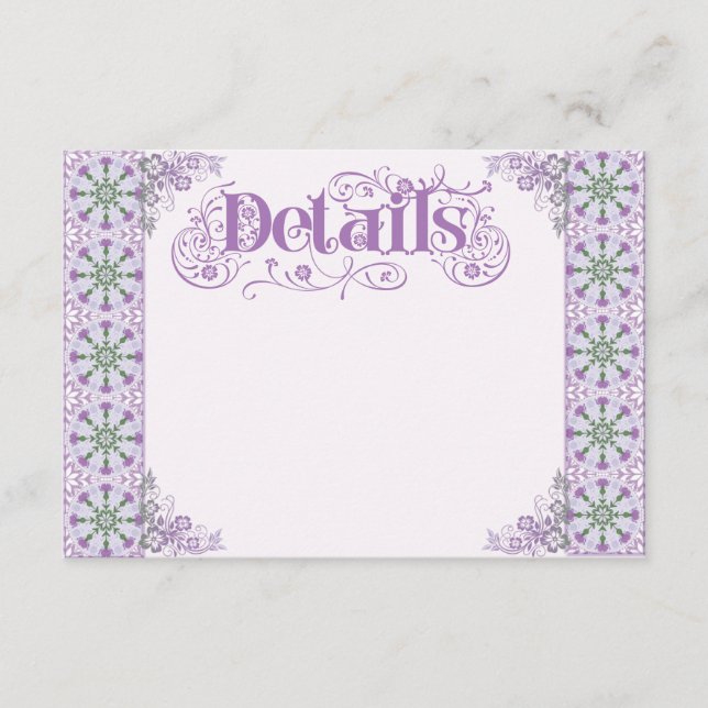 Art Nouveau Thistle Wheel Lilac Enclosure Card (Front)