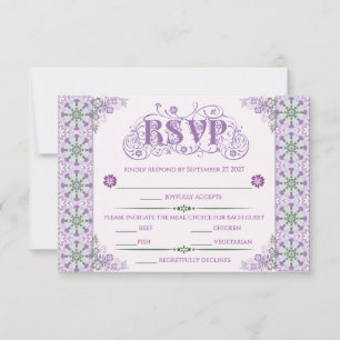 Art Nouveau Thistle Wheel Lilac Horizontal RSVP Card