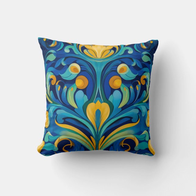 Art Nouveau Throw Pillow (Front)