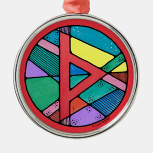 Art Nouveau Thurisaz Rune of Defence Metal Ornament