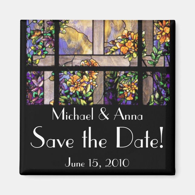 Art Nouveau Tiffany Stained Glass Flowers Floral Magnet (Front)