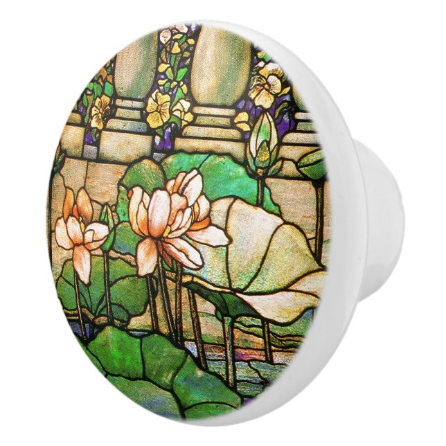 Art Nouveau Tiffany Stained Glass Lotus Knob (Right)