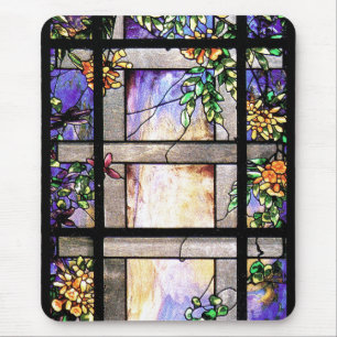 Art Nouveau Tiffany Stained Glass Nature Mouse Pad