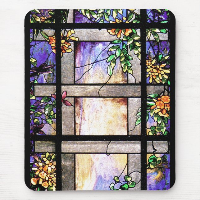 Art Nouveau Tiffany Stained Glass Nature Mouse Pad (Front)
