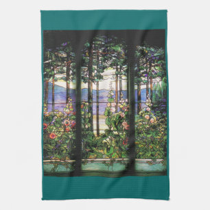 Art Nouveau Tiffany Stained Glass Nature Tea Towel