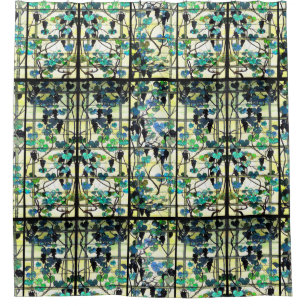 Art Nouveau Tiffany Stained Glass Vineyard Grapes Shower Curtain