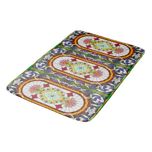 Art Nouveau Tiffany Stained Glass Window Pattern Bath Mat