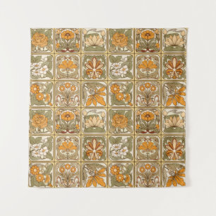 Art Nouveau Tiles: Vintage Ceramic Style Tapestry