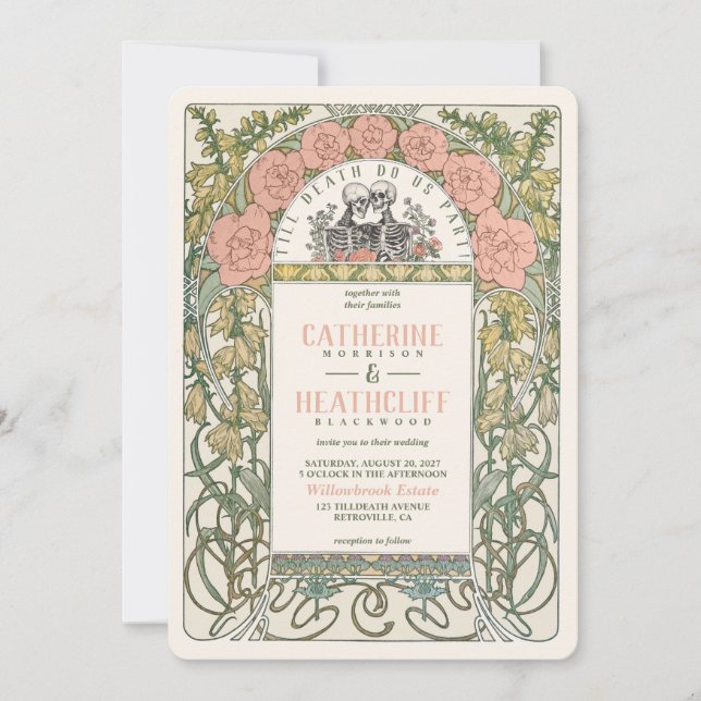 Art Nouveau Till Death Do Us Part Wedding Invitation (Front)