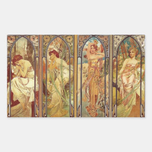 Art Nouveau Times of Day Rectangular Sticker