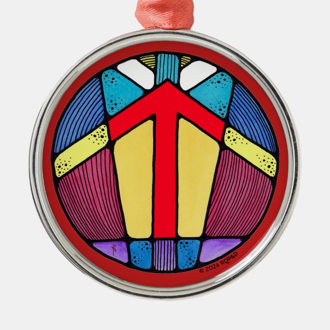 Art Nouveau Tiwaz Rune of Victory Metal Ornament (Front)