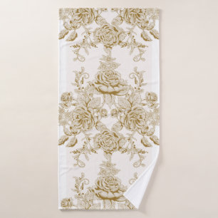 Art nouveau,Toile,floral,pattern,beige,chic,elegan Bath Towel