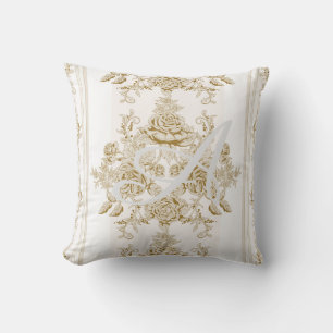 Art nouveau,Toile,floral,pattern,beige,chic,elegan Cushion