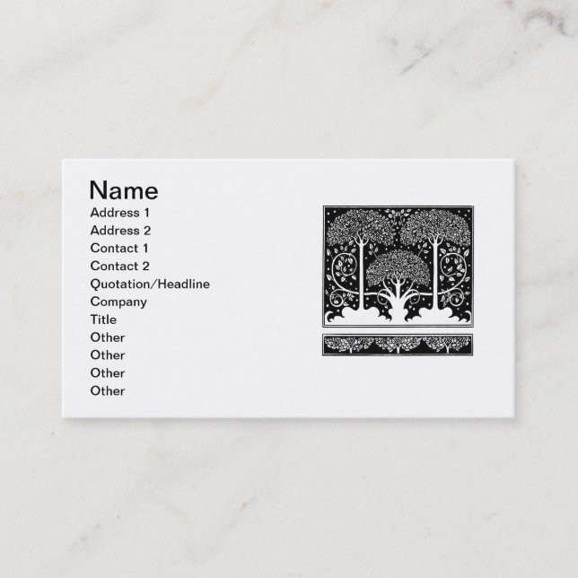 Art Nouveau Tree Beardsley Pattern Business Card (Front)