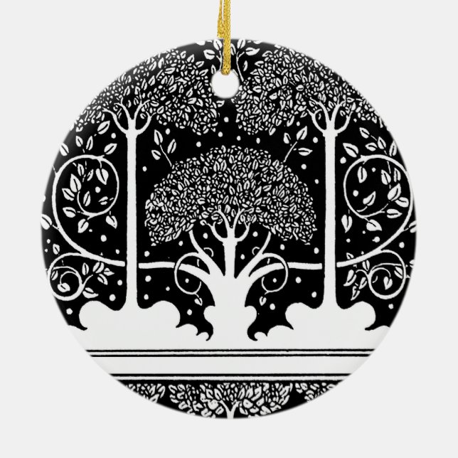 Art Nouveau Tree Beardsley Pattern Ceramic Tree Decoration (Back)