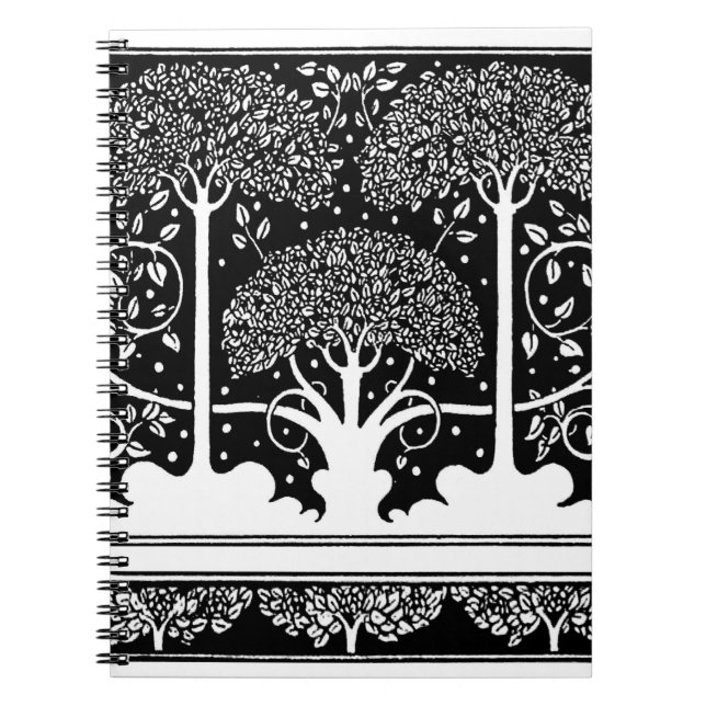 Art Nouveau Tree Beardsley Pattern Notebook (Front)