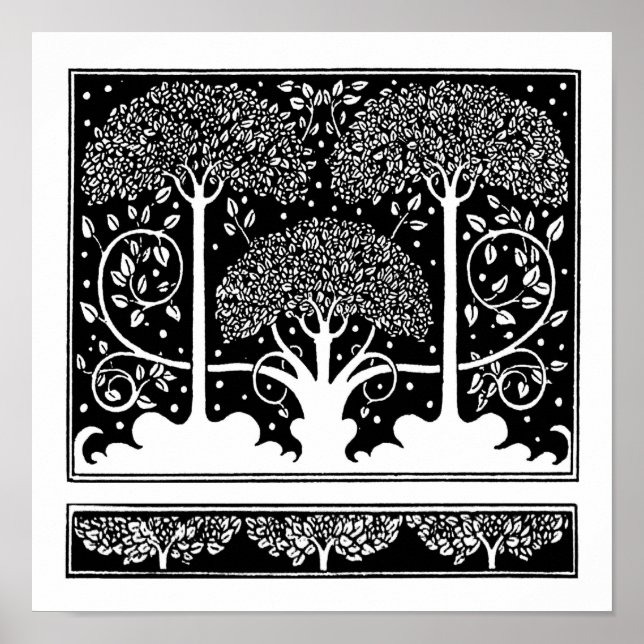 Art Nouveau Tree Beardsley Pattern Poster (Front)