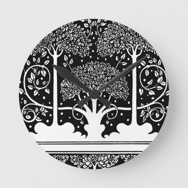 Art Nouveau Tree Beardsley Pattern Round Clock (Front)