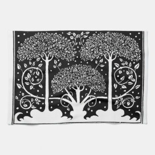 Art Nouveau Tree Beardsley Pattern Tea Towel