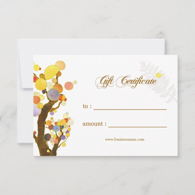 Art Nouveau Trees Business Gift Certificate (Front)
