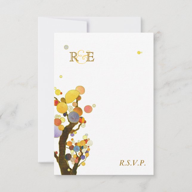 Art Nouveau Trees Casual Outdoor Wedding RSVP Card (Front)
