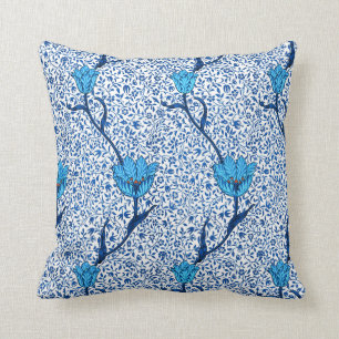Art Nouveau Tulip Damask, Cobalt Blue Cushion