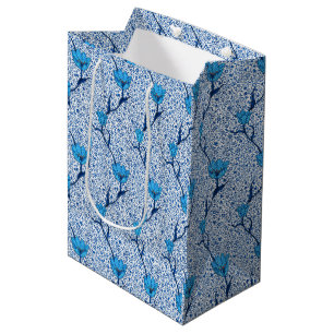 Art Nouveau Tulip Damask, Cobalt Blue Medium Gift Bag