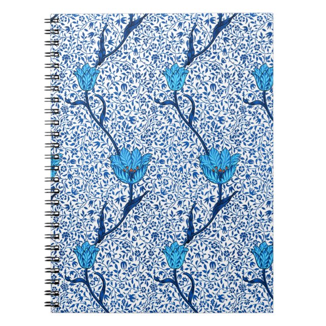 Art Nouveau Tulip Damask, Cobalt Blue Notebook (Front)