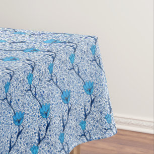 Art Nouveau Tulip Damask, Cobalt Blue Tablecloth