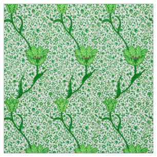 Art Nouveau Tulip Damask, Emerald Green Fabric