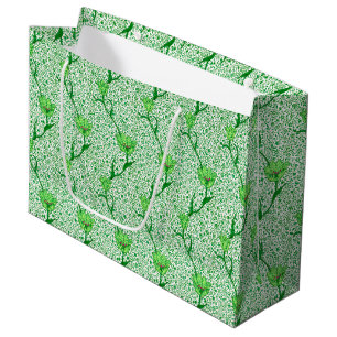 Art Nouveau Tulip Damask, Emerald Green Large Gift Bag