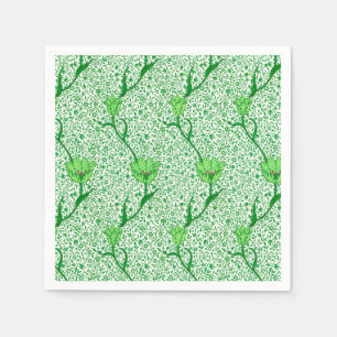 Art Nouveau Tulip Damask, Emerald Green Napkin
