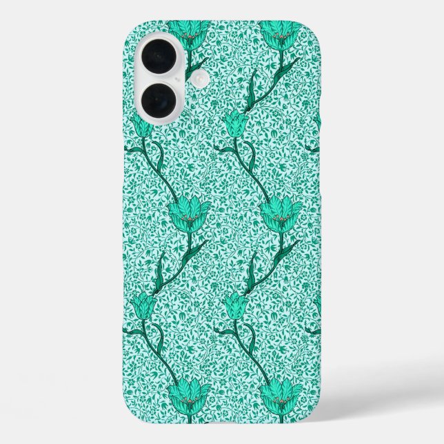 Art Nouveau Tulip Damask, Turquoise Case-Mate iPhone Case (Back)
