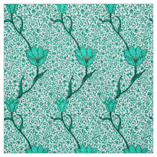 Art Nouveau Tulip Damask, Turquoise Fabric