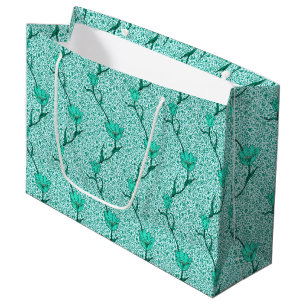 Art Nouveau Tulip Damask, Turquoise Large Gift Bag