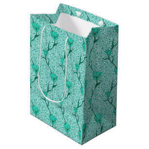 Art Nouveau Tulip Damask, Turquoise Medium Gift Bag