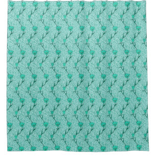 Art Nouveau Tulip Damask, Turquoise Shower Curtain