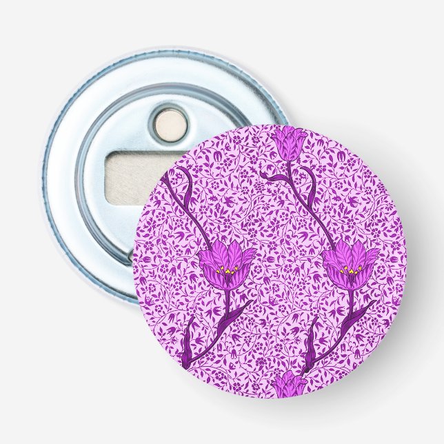 Art Nouveau Tulip Damask, Violet and Orchid Bottle Opener (Front)