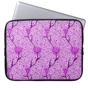 Art Nouveau Tulip Damask, Violet and Orchid Laptop Sleeve