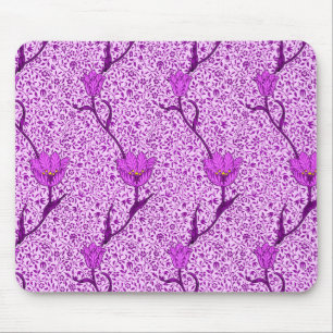 Art Nouveau Tulip Damask, Violet and Orchid Mouse Pad