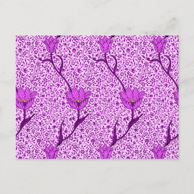 Art Nouveau Tulip Damask, Violet and Orchid Postcard (Front)