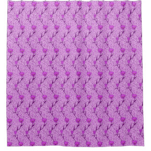 Art Nouveau Tulip Damask, Violet and Orchid Shower Curtain
