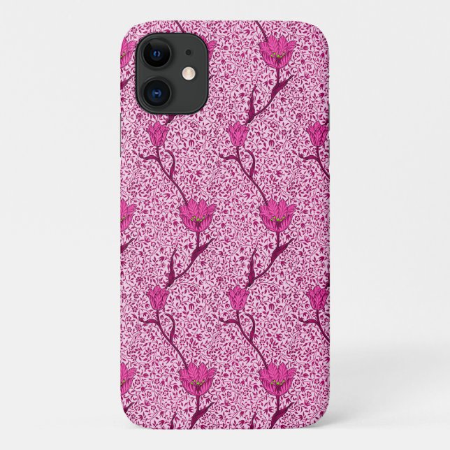 Art Nouveau Tulip Damask, Wine & Fuchsia Pink Case-Mate iPhone Case (Back)