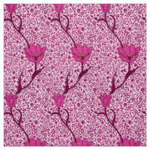 Art Nouveau Tulip Damask, Wine & Fuchsia Pink Fabric