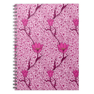 Art Nouveau Tulip Damask, Wine & Fuchsia Pink Notebook